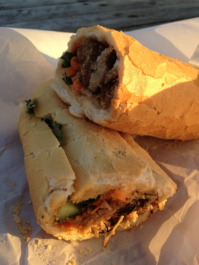 A Barbecue Banh Mi sandwich from Bedford Avenue
