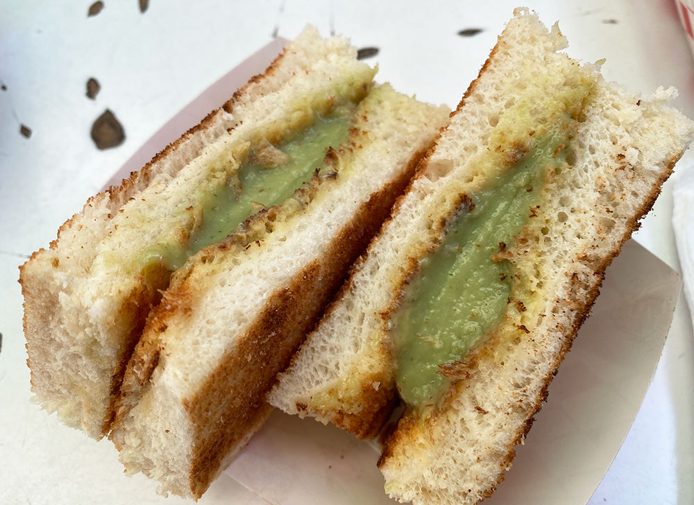 sweet toast with green filling