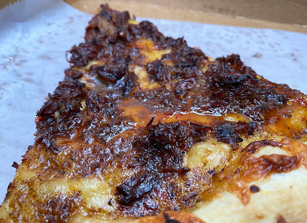 Sweet chili oxtail pizza from Cuts & Slices in Brooklyn