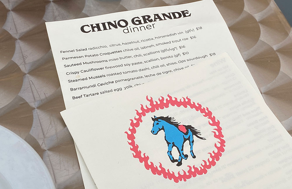 Chino Grande drinks and food menu