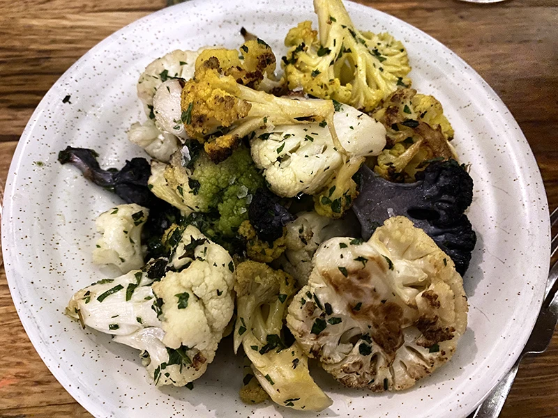 Cauliflower roasted with herbs at Serra on the roof of Eataly in the Flatiron district