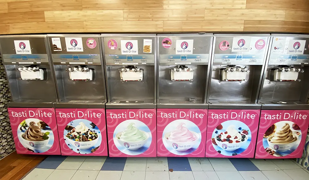 Tasti D-Lite machines filled with a variety of flavors
