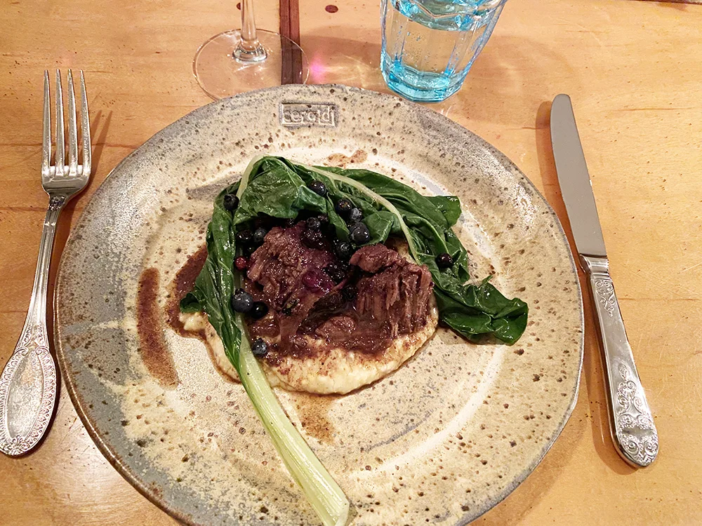 Beef shank over polenta