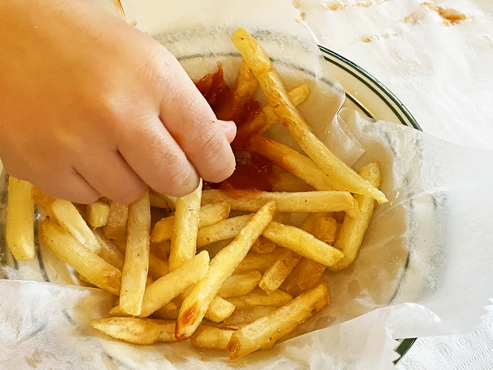 The french fries at pies -n- thighs satisfied our three-year-old