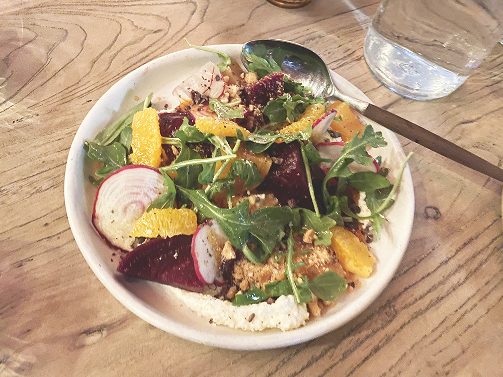 whipped ricotta salad from Winona's with citrus and beets
